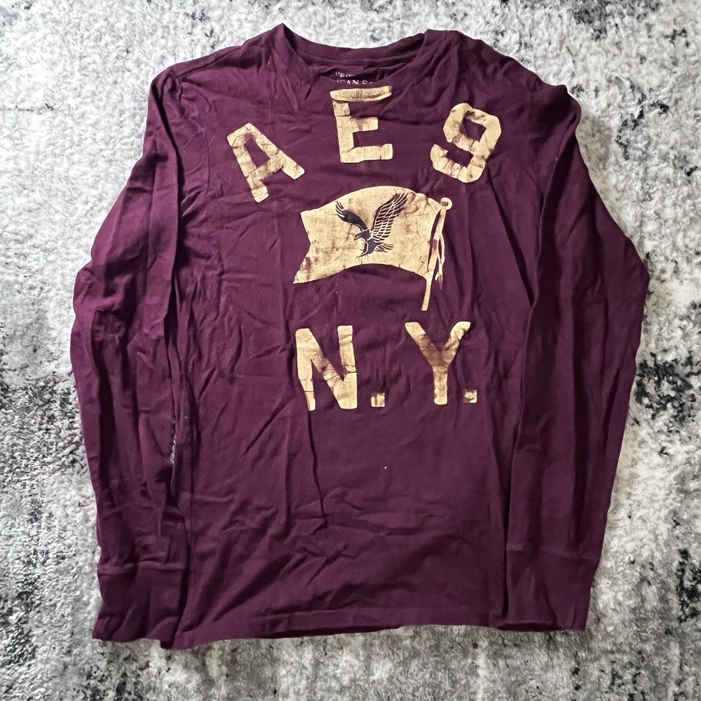 American Eagle Outfitters Men's Long Sleeve T-Shirt‎ Size Small Vintage Y2K